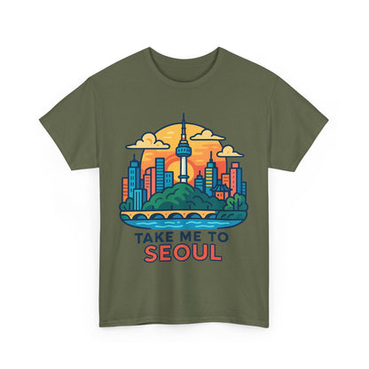K-Pop Seoul Adventure Tee, Trendy Unisex T-Shirt, City Skyline Graphic, Music Lovers Gift, Casual Streetwear