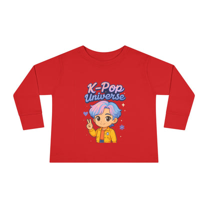 Toddler K-Pop Universe Tee, Cute Kids Shirt, Long Sleeve Top for BTS Fans, Perfect for Birthdays, Gift for Little Ones