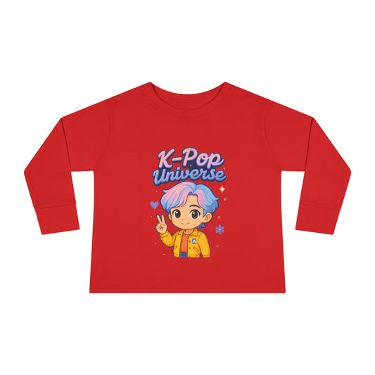 Toddler K-Pop Universe Tee, Cute Kids Shirt, Long Sleeve Top for BTS Fans, Perfect for Birthdays, Gift for Little Ones