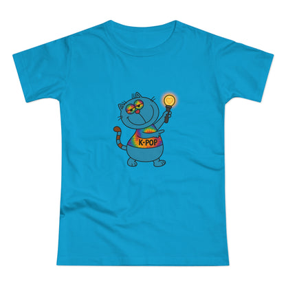 K-Pop Cat T-Shirt, Cute Cat Tee, K-Pop Fan Shirt, Women's Graphic Tee, Trendy Cat Apparel