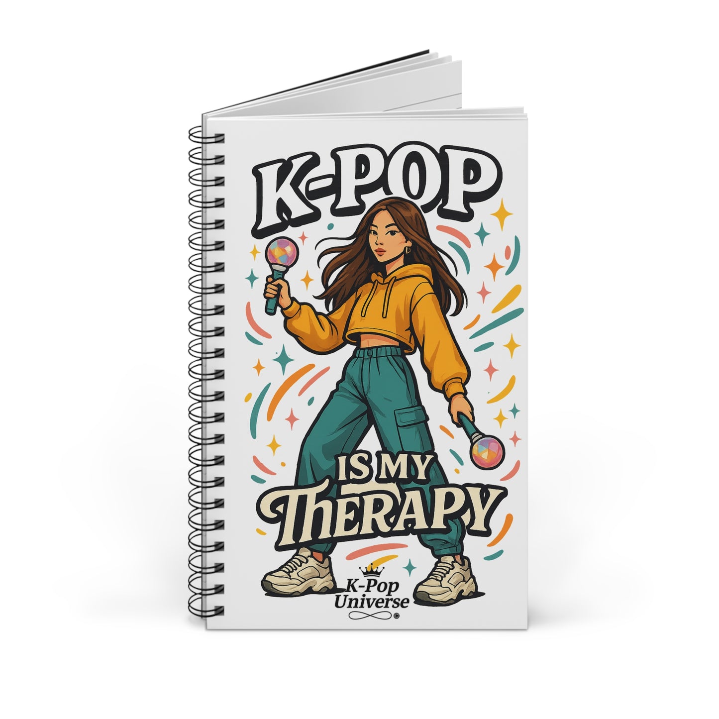 K-Pop Therapy Journal - Spiral Notebook for Fans, Cute Gift for Music Lovers, Stationery for Creative Writing, Self-Care Journal, [...]