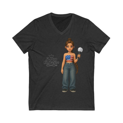 K-Pop Universe Unisex V-Neck Tee, Trendy Tee for Fans, Music Lover Apparel, Perfect for Concerts, Birthday Gift, Everyday Style