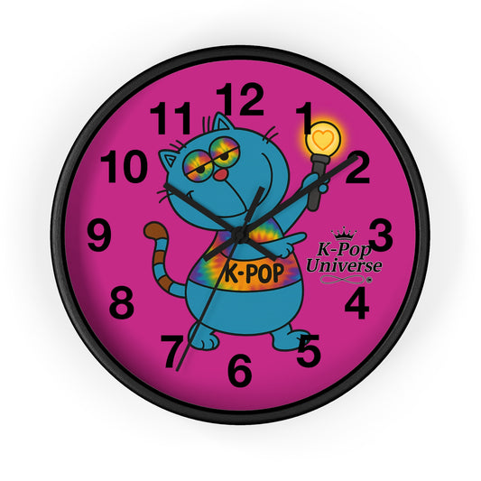 K-Pop Cat Wall Clock, Colorful Clock for Music Lovers, K-Pop Room Decor, Funky Timepiece, Gift for Fans, Cat Lover Wall Art