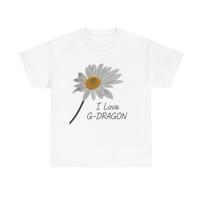 K-Pop Fan Tee, I Love G-DRAGON T-Shirt, Unisex Cotton Top, Music Lover Gift, Floral Graphic Tee, Birthday Gift for Fans,GD, G-DRAGON