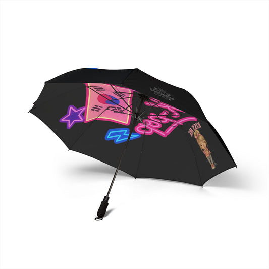 K-Pop Neon Semi-Automatic Foldable Umbrella, Stylish Umbrella, Gift for K-Pop Fans, Rain Gear, Concert Essential, Portable Umbrella