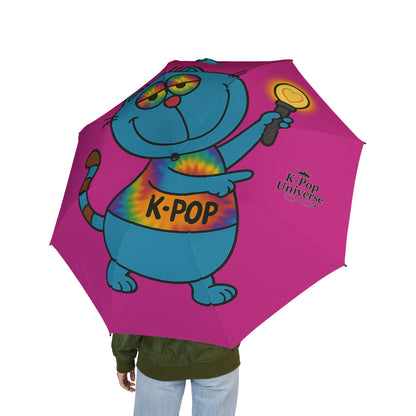 Playful Cartoon Cat Umbrella, Cute Foldable Umbrella, K-Pop Cat Design, Fun Outdoor Gear, Gifts for Cat Lovers, Rainy Day Accessory
