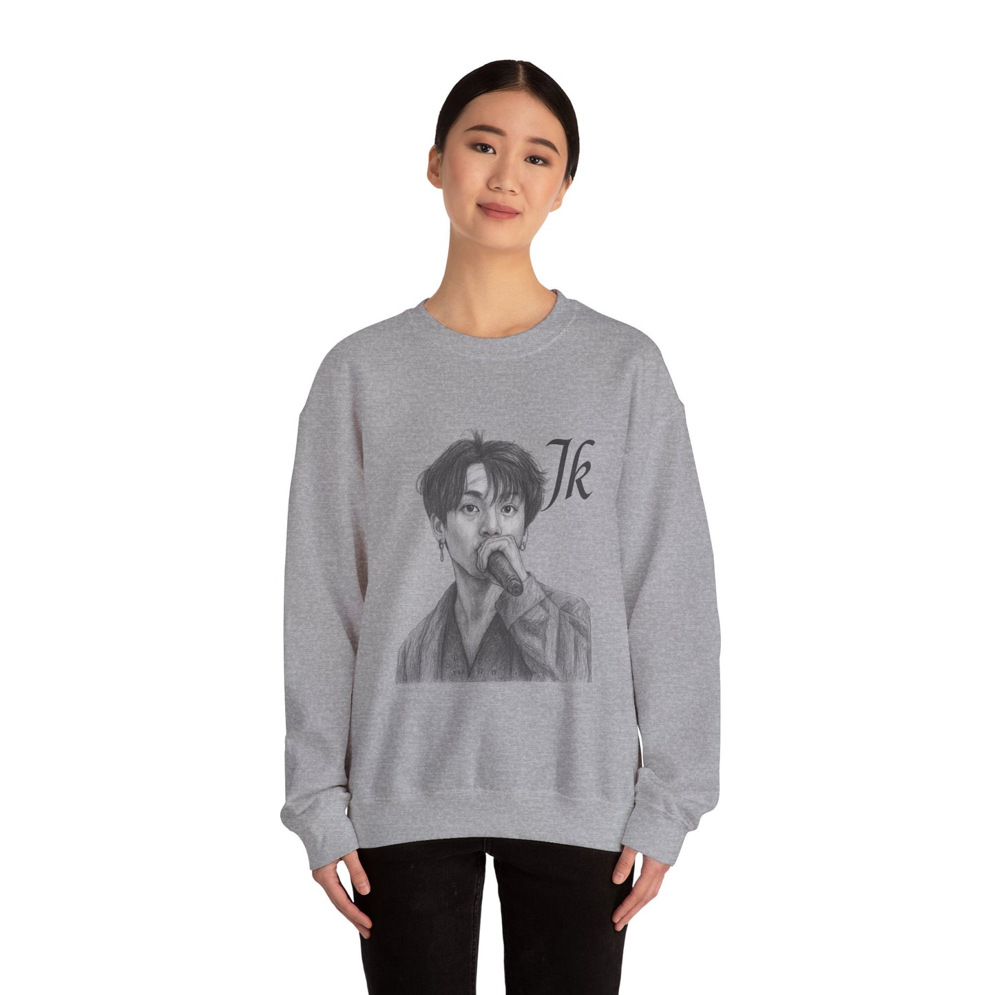 K-Pop Inspired Unisex Crewneck Sweatshirt, JK Sweatshirt, Music Lover Gift, Streetwear, Cozy Fashion, Fan Apparel,jk, BTS, Jungkook