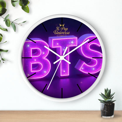 BTS Neon Wall Clock - Fan Gift, Bedroom Decor, K-Pop Collectible, Unique Wall Art, Birthday Present