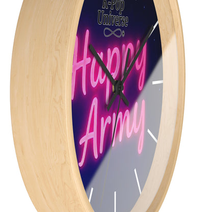 Neon Happy Army Wall Clock - Retro Home Decor, Gift for Soldiers, Army Family, Motivational Decor, Nightstand Clock
