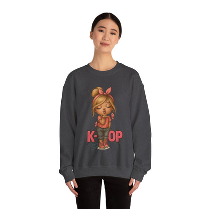 K-Pop Girl Crewneck Sweatshirt, Trendy Gift for Music Lovers, Stylish Cozy Wear, Perfect for Concerts, Fashionable Graphic Sweatshirt