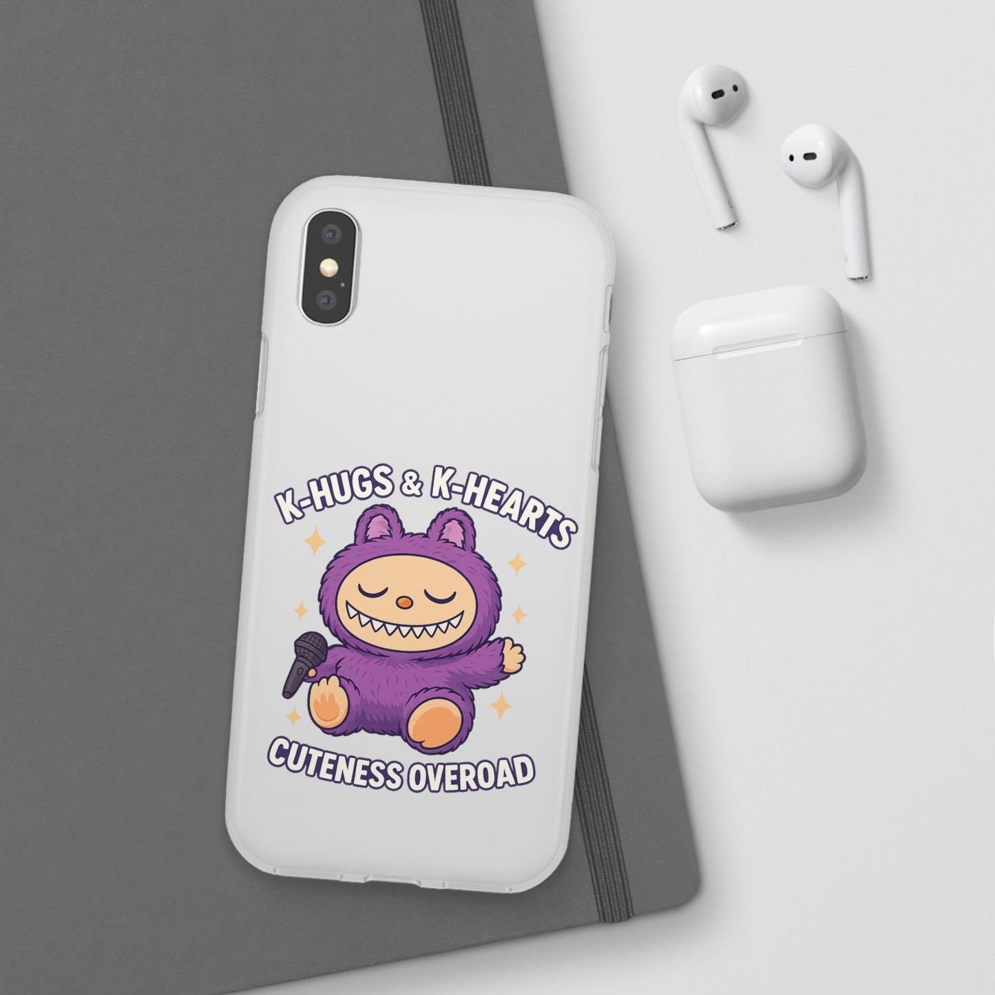 Cute K-Hugs & K-Hearts Flexi Case, Adorable Phone Case, Gift for Kids, Fun Gift, Cute Accessories, Kawaii Style Case