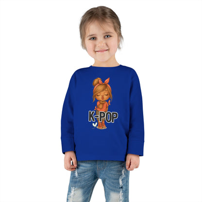 K-Pop Toddler Long Sleeve Tee, Cute K-Pop Shirt, Gift for Kids, Playtime Tee, Musical Kids Apparel, Child's Fashion Top