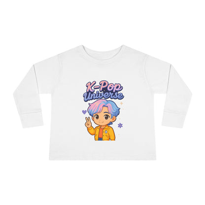Toddler K-Pop Universe Tee, Cute Kids Shirt, Long Sleeve Top for BTS Fans, Perfect for Birthdays, Gift for Little Ones