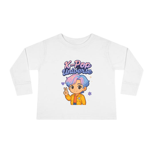 Toddler K-Pop Universe Tee, Cute Kids Shirt, Long Sleeve Top for BTS Fans, Perfect for Birthdays, Gift for Little Ones