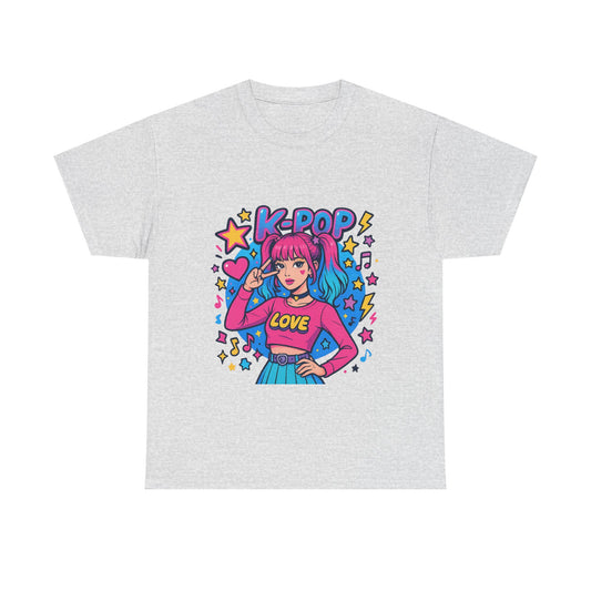 K-Pop Inspired Unisex Heavy Cotton Tee, Trendy T-Shirt, Music Lover Gift, Stylish Outfit, Casual Wear, Concert Apparel