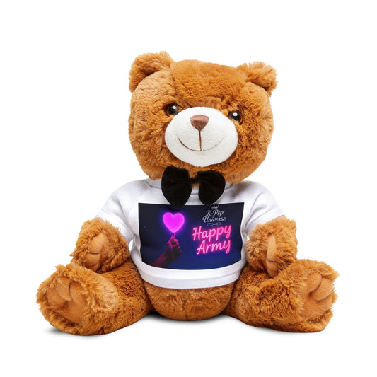 Happy Army Teddy Bear with Customizable T-Shirt, Cute Gift for Kids, Birthday Surprise, Valentine's Day, Huggable Plush Toy