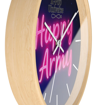 Neon Happy Army Wall Clock - Retro Home Decor, Gift for Soldiers, Army Family, Motivational Decor, Nightstand Clock