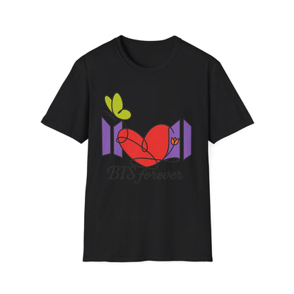 BTS Forever Heart T-Shirt, Unisex Graphic Tees, Music Lover Gift, Trendy Casual Wear, Fan Merchandise, Cute Aesthetic Top