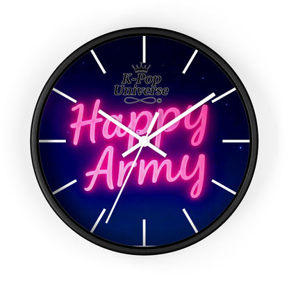 Neon Happy Army Wall Clock - Retro Home Decor, Gift for Soldiers, Army Family, Motivational Decor, Nightstand Clock