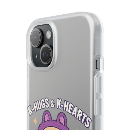 Cute K-Hugs & K-Hearts Flexi Case, Adorable Phone Case, Gift for Kids, Fun Gift, Cute Accessories, Kawaii Style Case