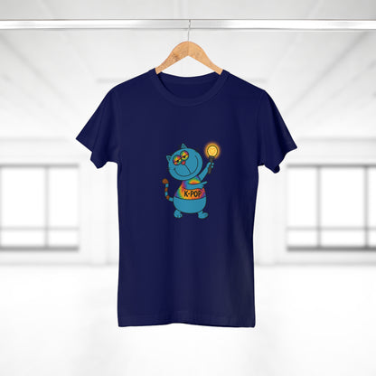 K-Pop Cat T-Shirt, Cute Cat Tee, K-Pop Fan Shirt, Women's Graphic Tee, Trendy Cat Apparel