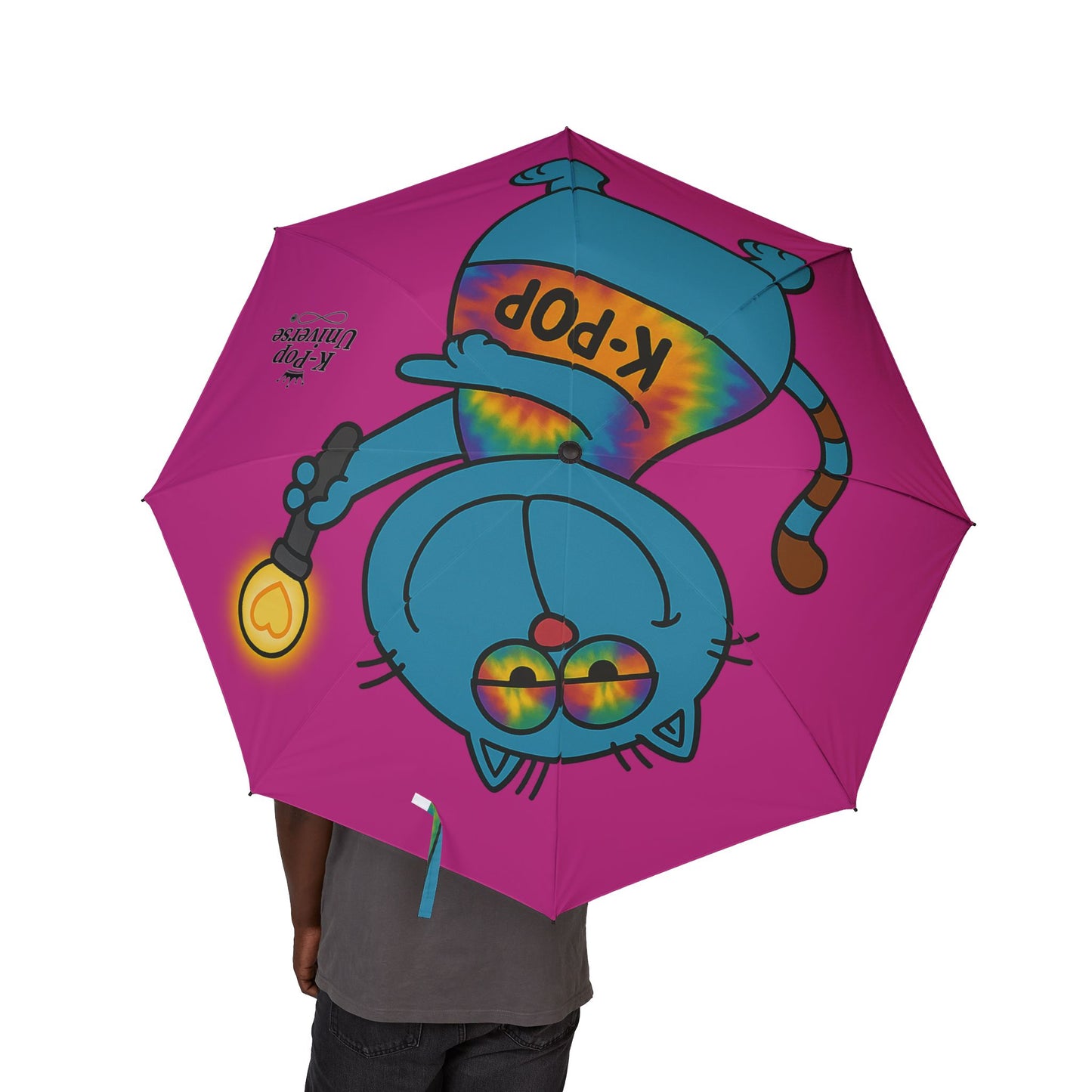 Playful Cartoon Cat Umbrella, Cute Foldable Umbrella, K-Pop Cat Design, Fun Outdoor Gear, Gifts for Cat Lovers, Rainy Day Accessory