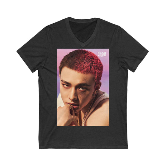 Trendy Graphic Tee for Fans, Unisex V-Neck T-Shirt, Streetwear Style, Cool Casual Wear, Gift for Music Lovers, Hyunjin, stray kids