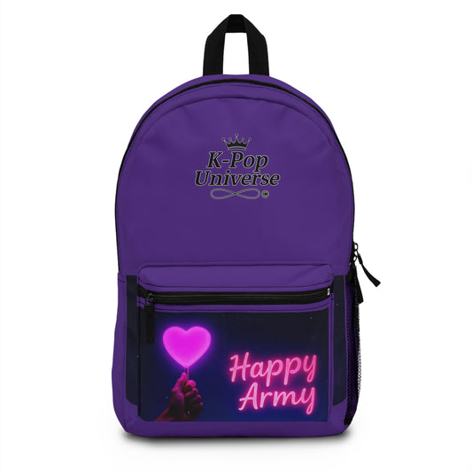 K-Pop Backpack with Happy Army Design, Trendy School Bag, Music Lover's Room Decor, Birthday Gift for Fans, Neon Style