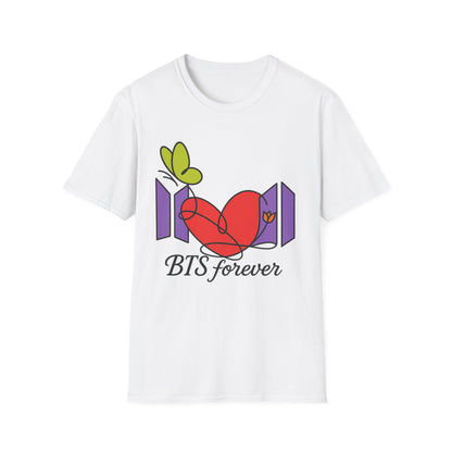 BTS Forever Heart T-Shirt, Unisex Graphic Tees, Music Lover Gift, Trendy Casual Wear, Fan Merchandise, Cute Aesthetic Top