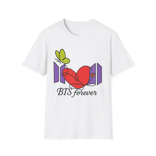 BTS Forever Heart T-Shirt, Unisex Graphic Tees, Music Lover Gift, Trendy Casual Wear, Fan Merchandise, Cute Aesthetic Top