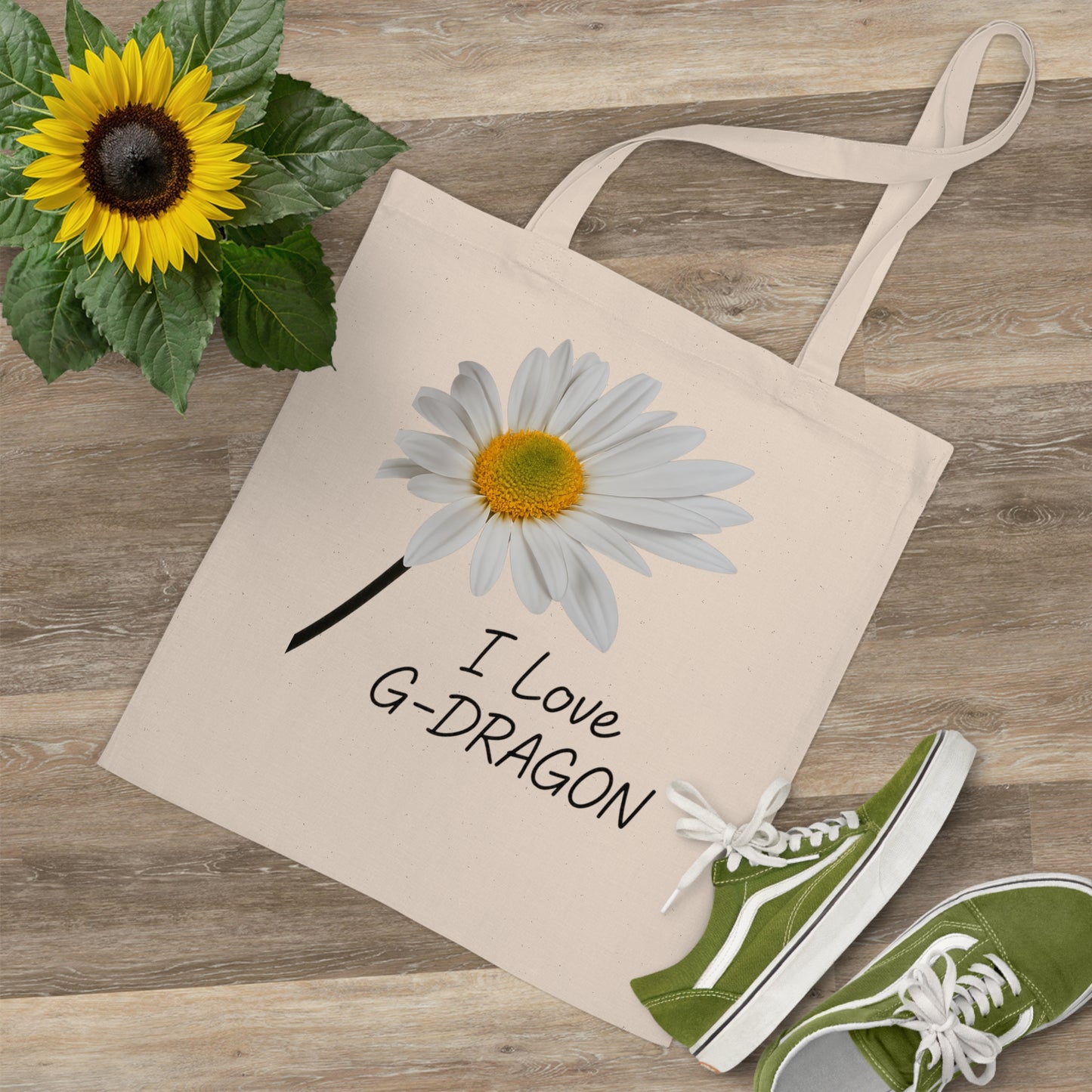 K-Pop Tote Bags, I Love G-Dragon Shopper, Cute Floral Tote, K-Pop Fan Accessory, Eco-Friendly Bag for Music Lovers,GD, G-DRAGON