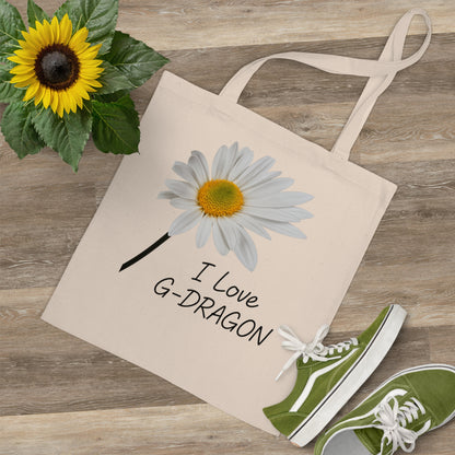 K-Pop Tote Bags, I Love G-Dragon Shopper, Cute Floral Tote, K-Pop Fan Accessory, Eco-Friendly Bag for Music Lovers,GD, G-DRAGON