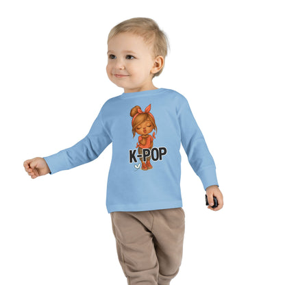 K-Pop Toddler Long Sleeve Tee, Cute K-Pop Shirt, Gift for Kids, Playtime Tee, Musical Kids Apparel, Child's Fashion Top