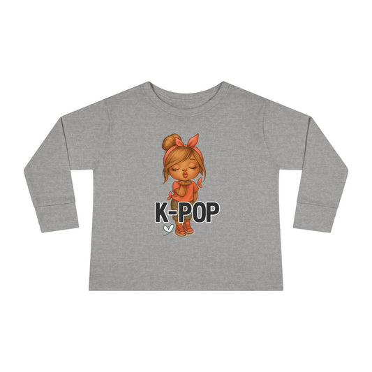K-Pop Toddler Long Sleeve Tee, Cute K-Pop Shirt, Gift for Kids, Playtime Tee, Musical Kids Apparel, Child's Fashion Top