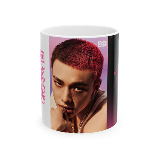 Trendy Ceramic Mug with QR Code - Perfect for Coffee Lovers, Unique Gift, Personalized Tea Cup, K-Pop Fan Merchandise, Custom Drinkware