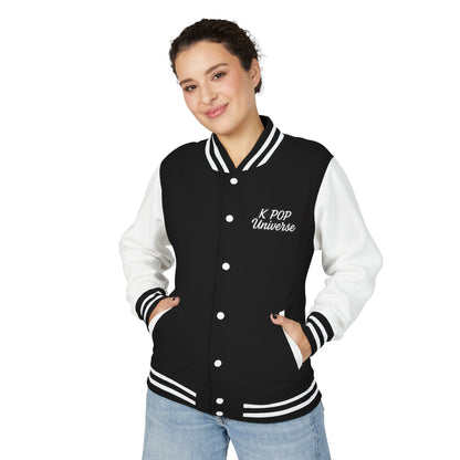 K-Pop Universe Letterman Jacket, Trendy Unisex Varsity Jacket, Cute Gift for K-Pop Fans, Stylish Casual Wear, Anime Inspired Apparel