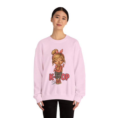 K-Pop Girl Crewneck Sweatshirt, Trendy Gift for Music Lovers, Stylish Cozy Wear, Perfect for Concerts, Fashionable Graphic Sweatshirt