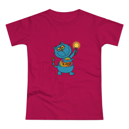 K-Pop Cat T-Shirt, Cute Cat Tee, K-Pop Fan Shirt, Women's Graphic Tee, Trendy Cat Apparel
