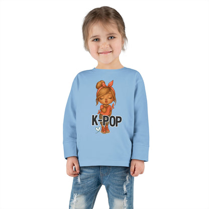 K-Pop Toddler Long Sleeve Tee, Cute K-Pop Shirt, Gift for Kids, Playtime Tee, Musical Kids Apparel, Child's Fashion Top
