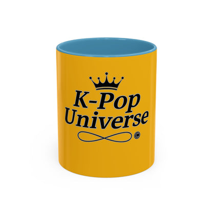 K-Pop Universe Accent Coffee Mug | Perfect for Fans, Gifts for Birthdays, Unique Collectors Item, Vibrant Yellow Mug, Black Handle Mug, K-pop universe