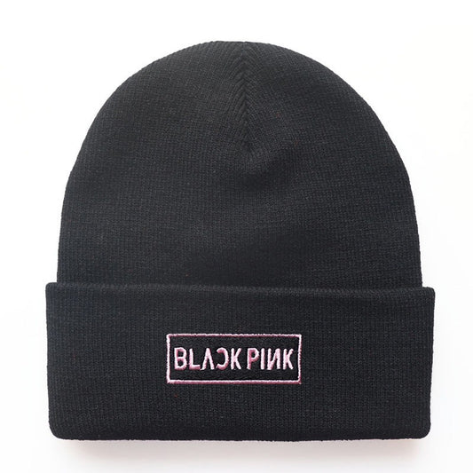 New Men's and Women's Autumn/Winter Trend Korean Blackpink Star Embroidered Knitted Hat Warm Pullover Hat, NelVKpop, K-pop universe