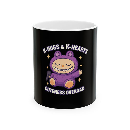 Kawaii Ceramic Mug - Cute K-Hugs & K-Hearts, Perfect for Gifts, Coffee Lovers, Birthdays, Home Decor, Cute Aesthetic