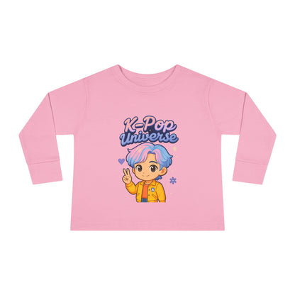 Toddler K-Pop Universe Tee, Cute Kids Shirt, Long Sleeve Top for BTS Fans, Perfect for Birthdays, Gift for Little Ones