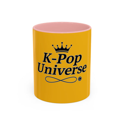 K-Pop Universe Accent Coffee Mug | Perfect for Fans, Gifts for Birthdays, Unique Collectors Item, Vibrant Yellow Mug, Black Handle Mug, K-pop universe