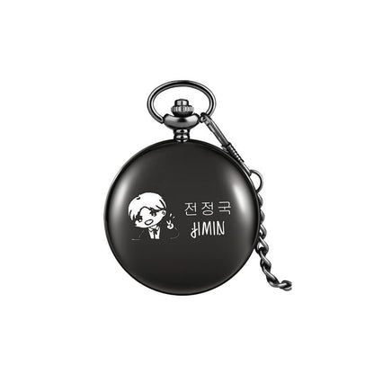 BTS Bulletproof Youth League peripheral pocket watch HOPE V SUGA Kim Namjoon Min Yoongi Park Jimin hanging watch necklace, K-pop universe, NelVKpop