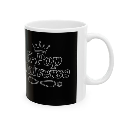 K-Pop Inspired Ceramic Mug, 11oz/15oz, Unique Coffee Cup for Fans, Gift for Birthday, Holiday, Collectible, Black and White Design