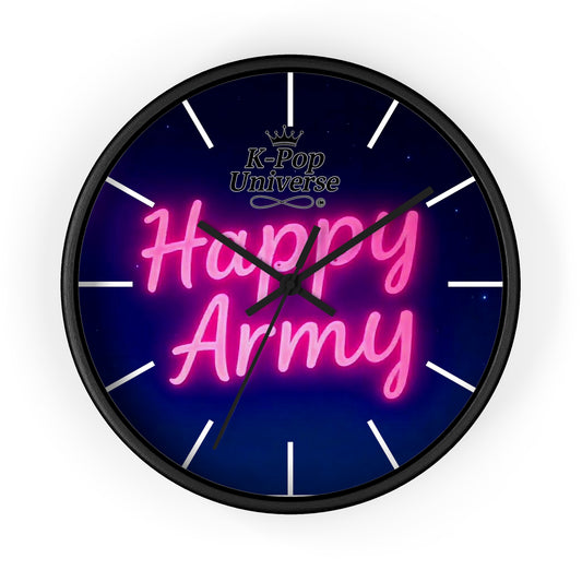 Neon Happy Army Wall Clock - Retro Home Decor, Gift for Soldiers, Army Family, Motivational Decor, Nightstand Clock