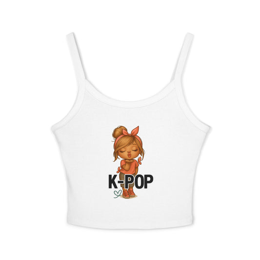 K-Pop Inspired Women's Spaghetti Strap Tank Top, Summer Fashion, Music Lover Gift, Festival Wear, Trendy Tops