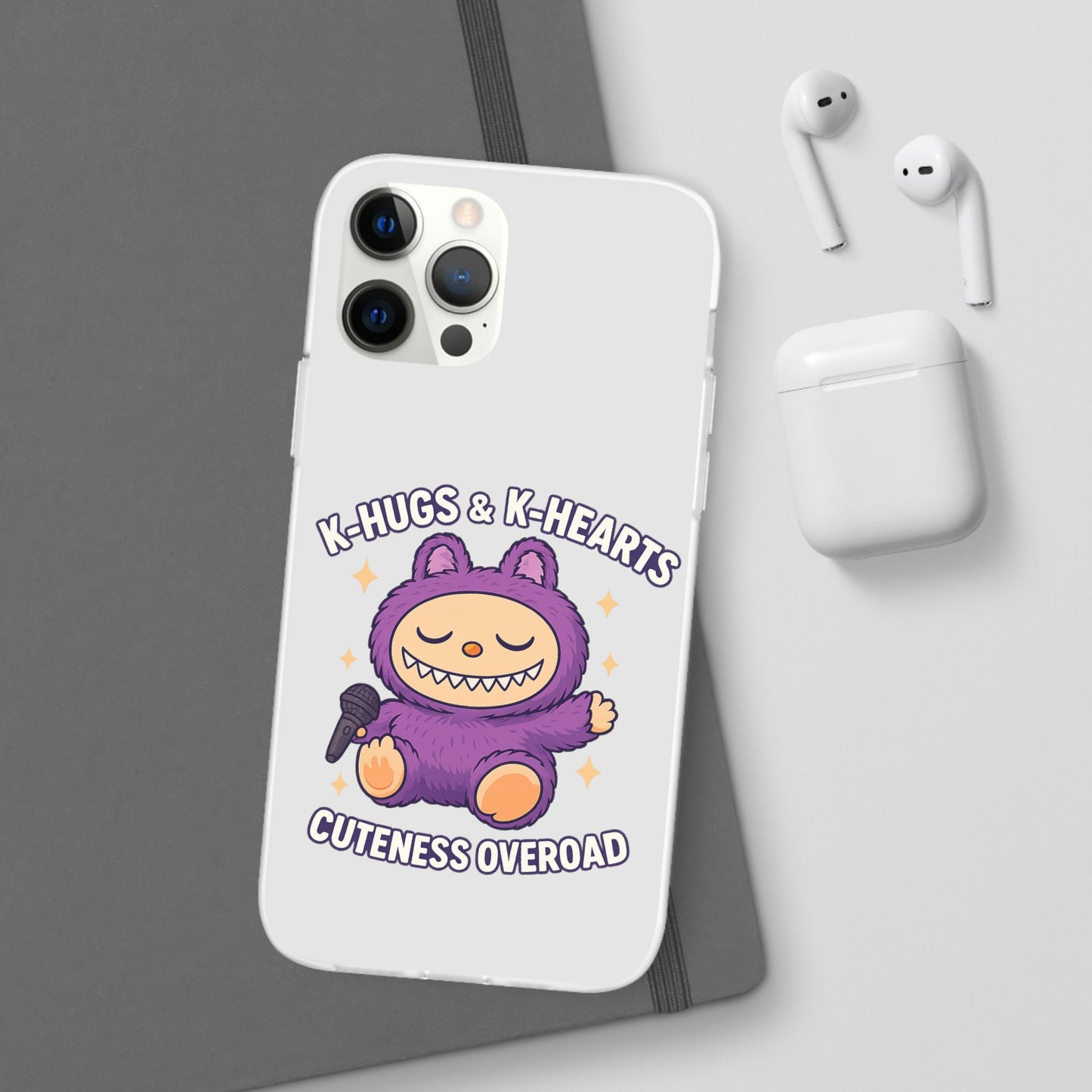 Cute K-Hugs & K-Hearts Flexi Case, Adorable Phone Case, Gift for Kids, Fun Gift, Cute Accessories, Kawaii Style Case