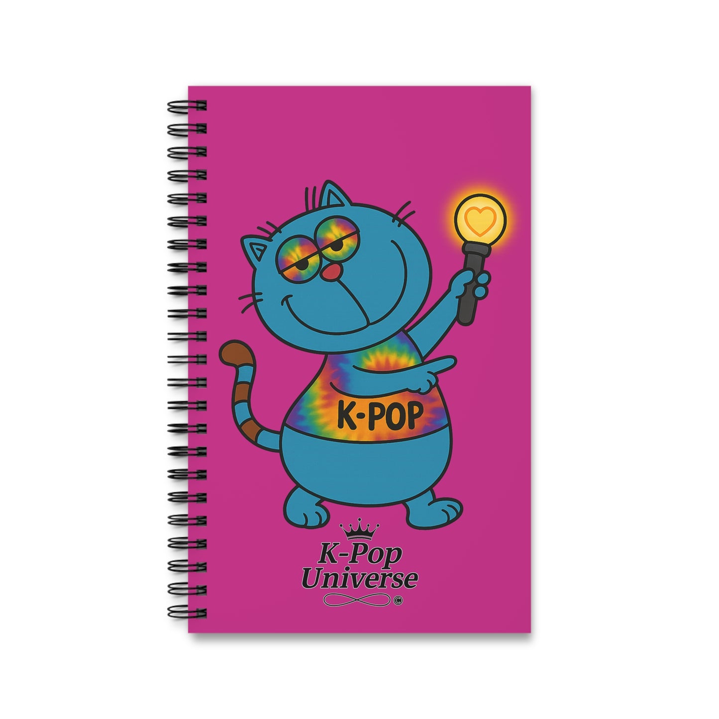 Colorful K-Pop Cat Spiral Journal, Cute Notepad for Artists, Music Lovers, Gift for Friends, School Supplies, Creative Writing